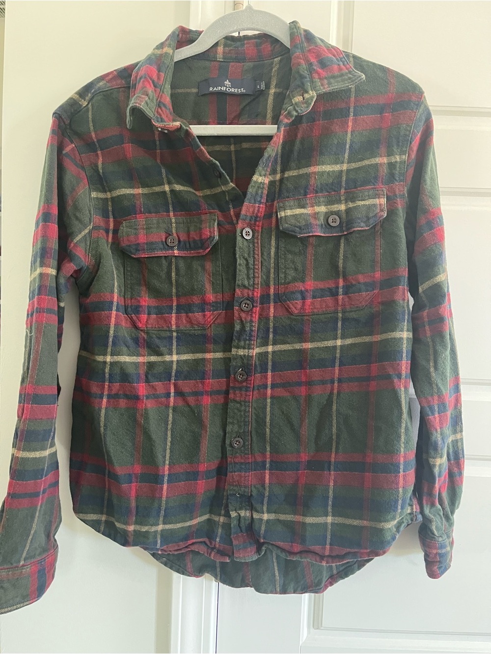 RAINFOREST Green & Red Plaid Button-Front Kids Shirt